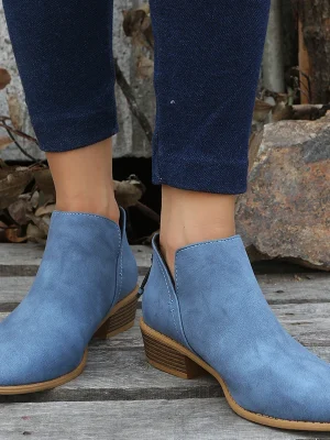 Pointed Suede Thick Heel Boots