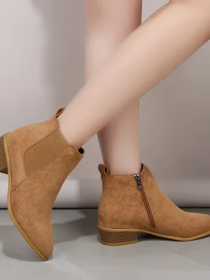 Suede Leather Elastic Patchwork Ankle Boots