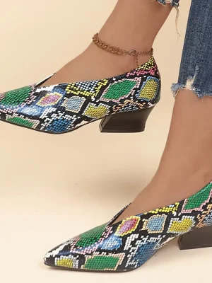 Eco-Friendly Retro Serpentine Slope Heel Pumps