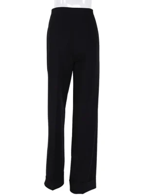 Autumn Black High Waist Pleated Wide Pants