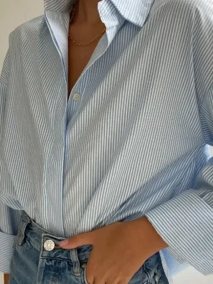 Eco-friendly Chic Striped Loose Cotton Shirt