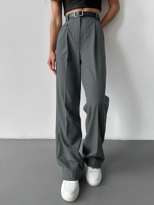 Eco-friendly High Waist Pleated Wide Leg Pants