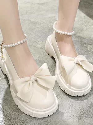 Thick Platform Mary Janes Bow Sandals