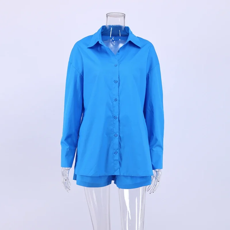 Panelled Shirt Suit Casual Elastic Waist Set - Image 3