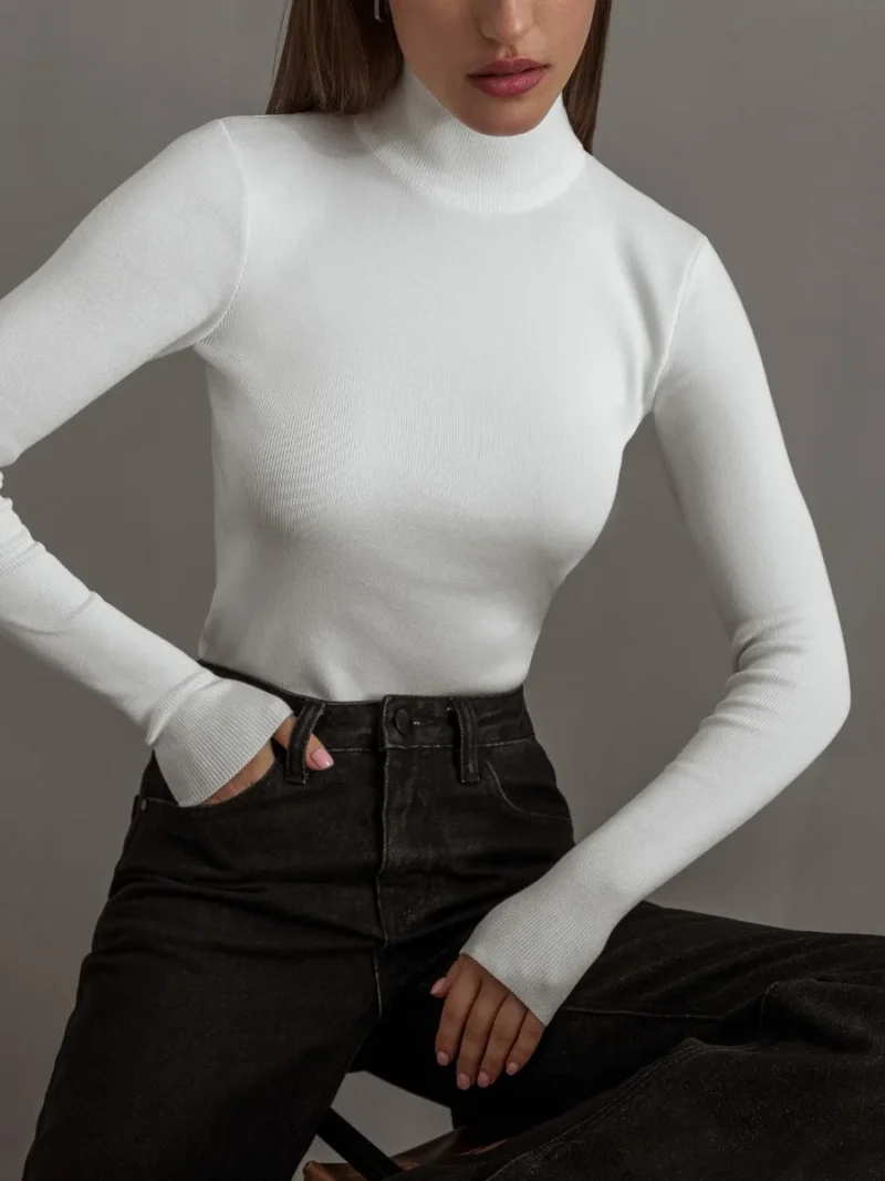 Eco-friendly Soft Slim Warm Turtleneck Sweater - Image 3