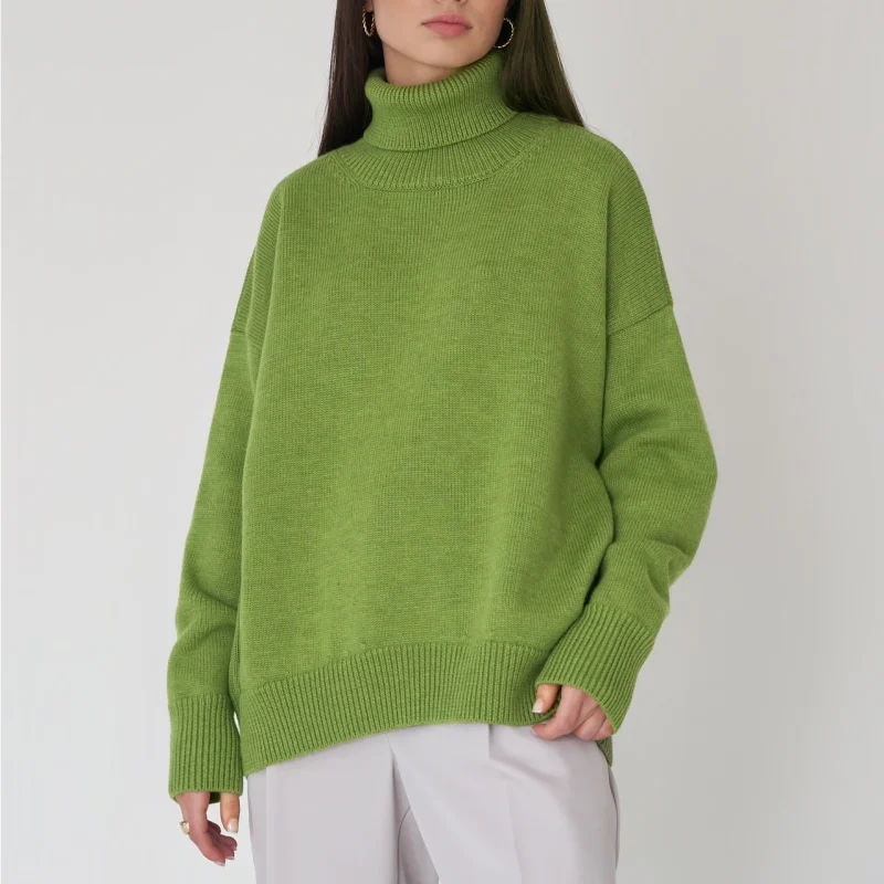 Eco-friendly Thick Warm Oversized Turtleneck Sweater - Image 5