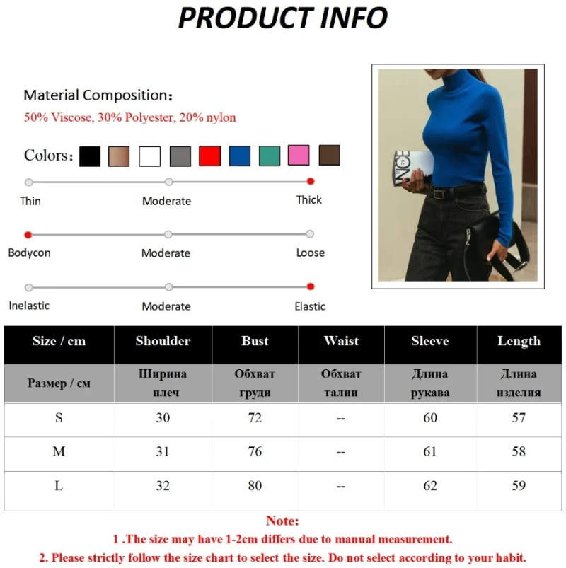 Eco-friendly Soft Slim Warm Turtleneck Sweater - Image 7