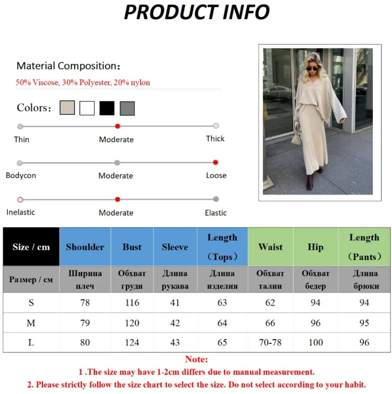 Winter Thick Knitted Suit Polo Neck Set - Image 7
