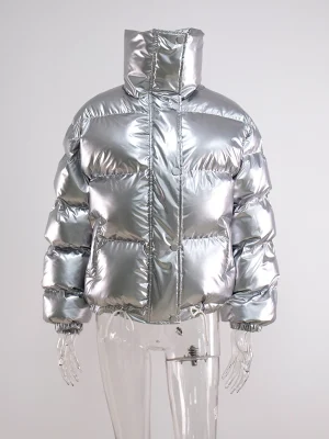 Eco-friendly Glossy Vintage Quilted Puffer Jacket