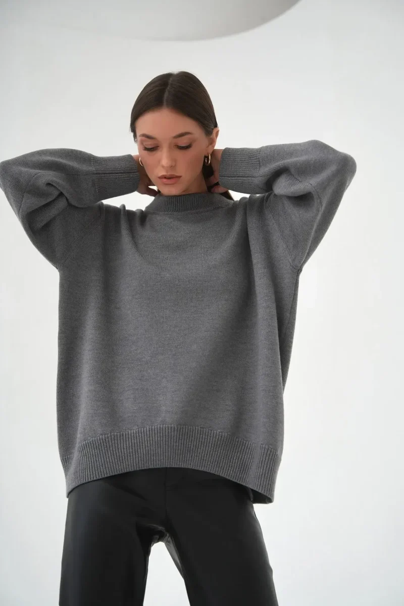 Eco-friendly Thick Warm Oversized Knitted Jumper - Image 3