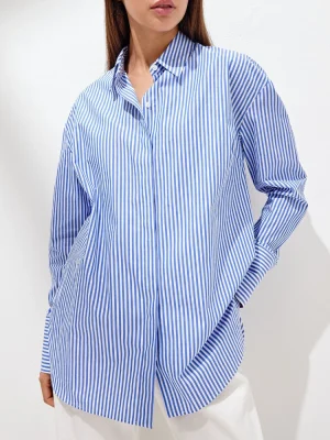 Eco-friendly Loose Striped Cotton Blouse Shirt