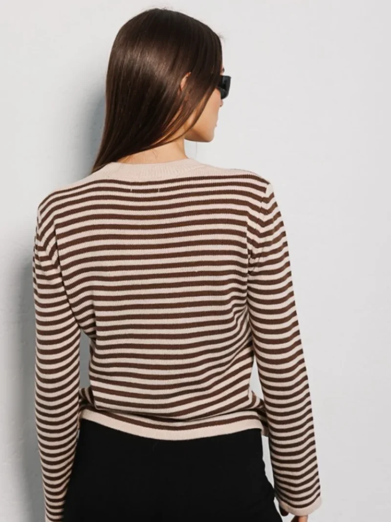 Eco-friendly Knitted Stripe Sweater, Warm Pullover