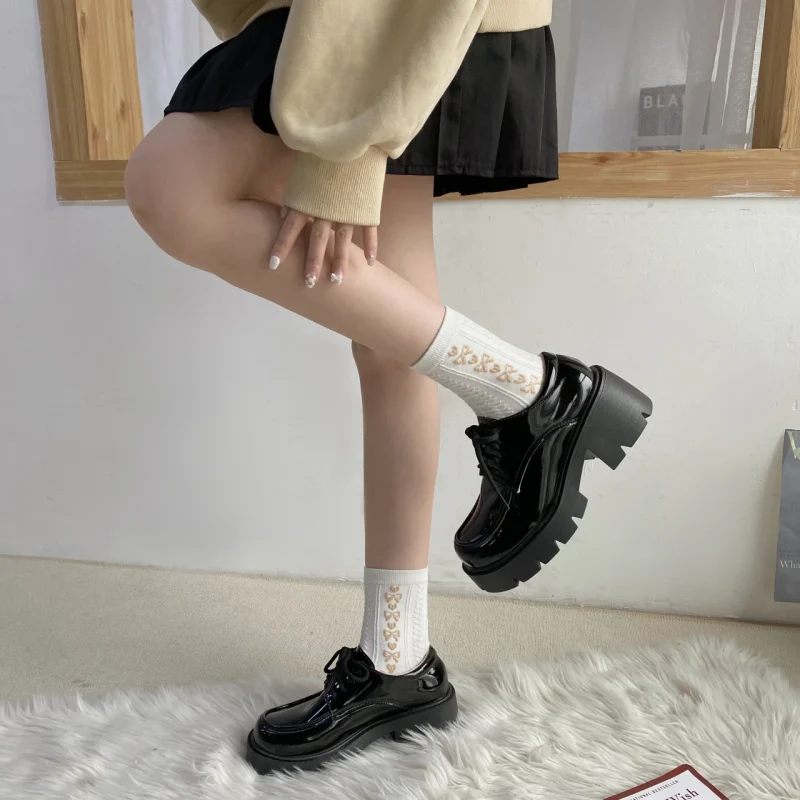 Black Retro Mary Jane Leather Platform Shoes - Image 3