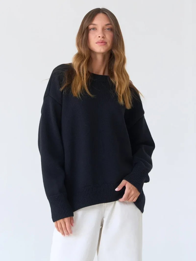 Eco-friendly Thick Warm Oversized Knitted Jumper - Image 5