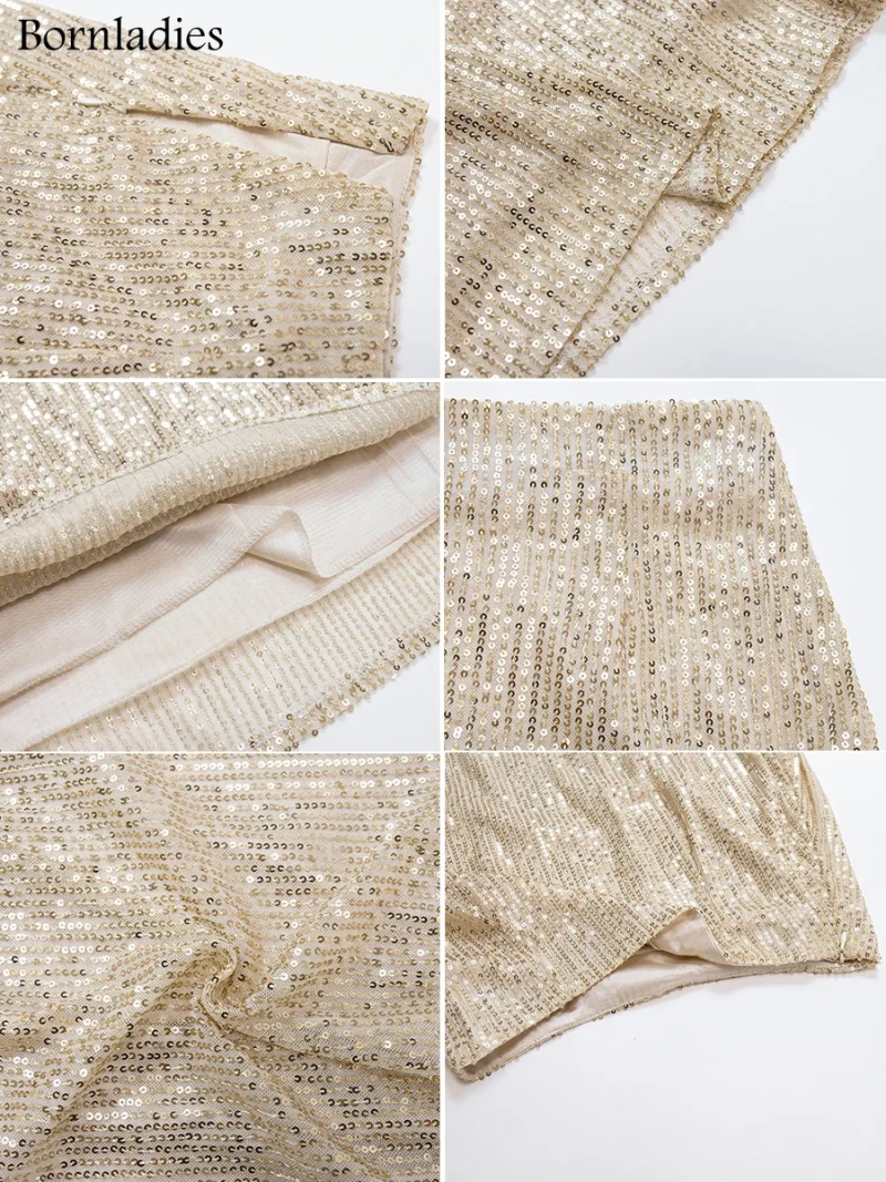 Eco-friendly Elegant Silk Sequin Dropped Waist Skirt - Image 2