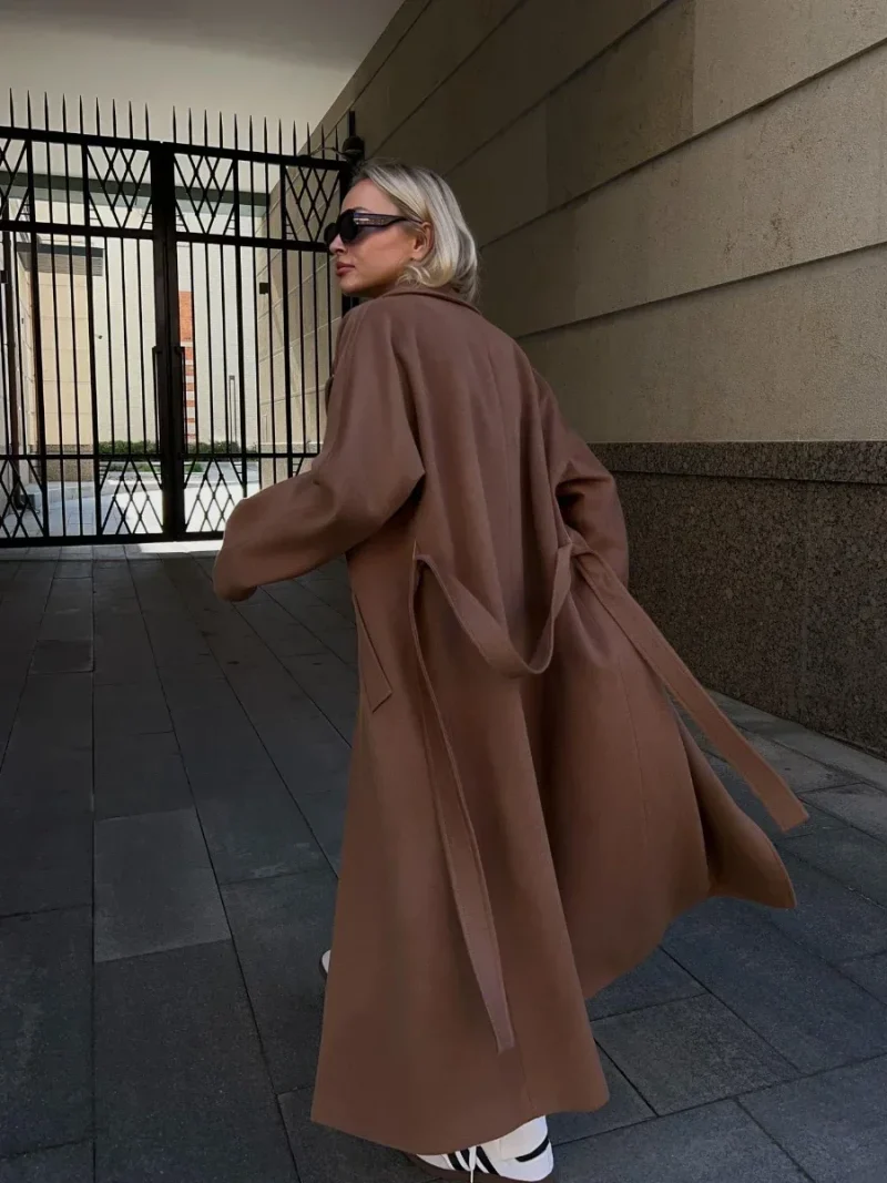 Eco-friendly Belted Loose Woolen Winter Coat - Image 2
