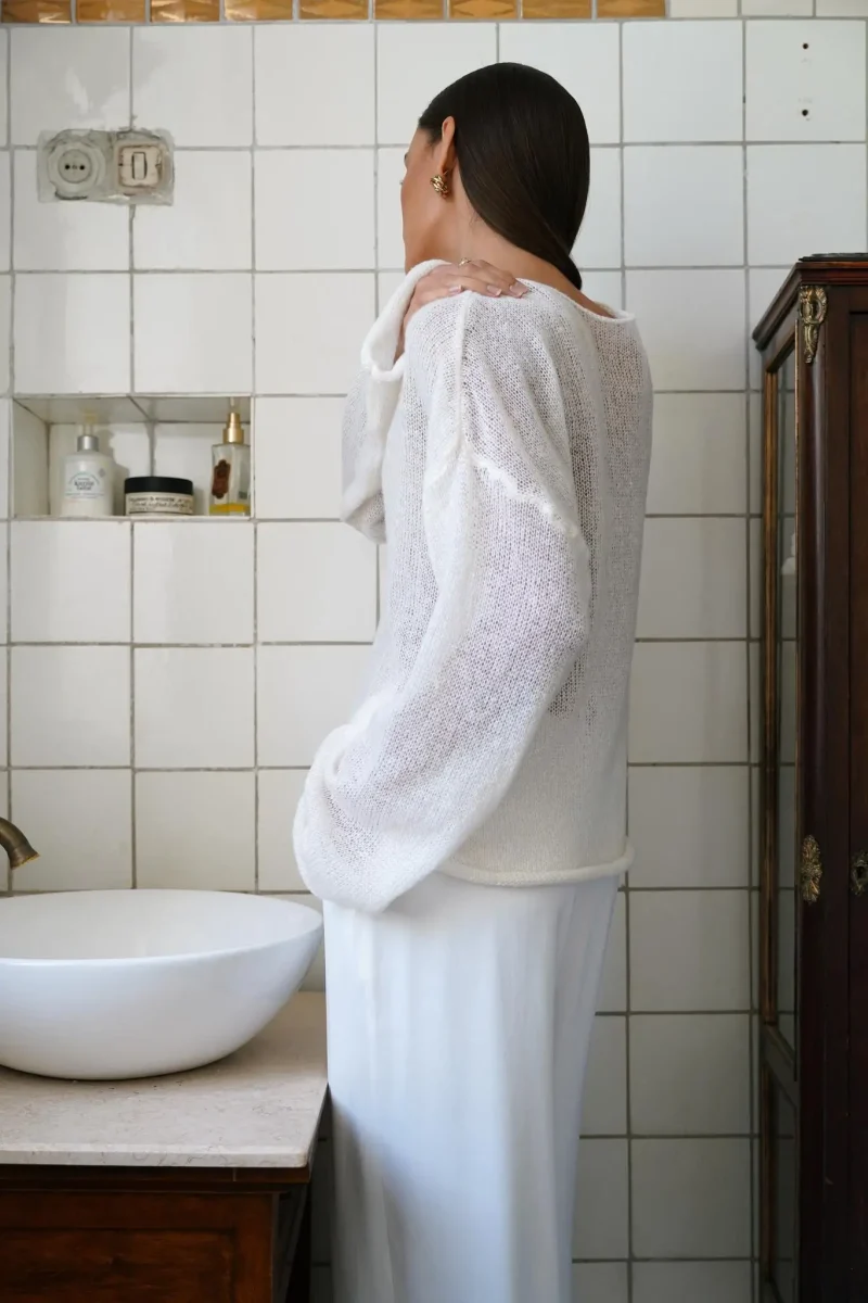 Eco-friendly Elegant Loose Casual Pink Sweater - Image 4