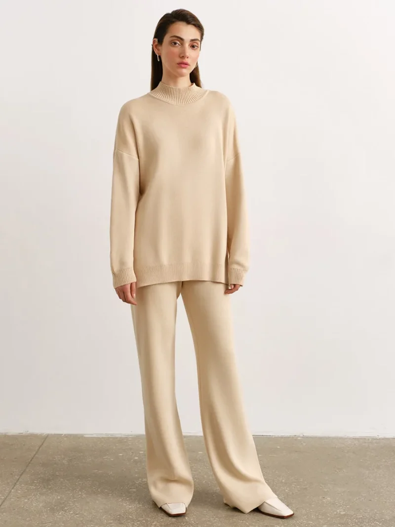 Eco-friendly Winter Knitted Sweater Pants Set - Image 5