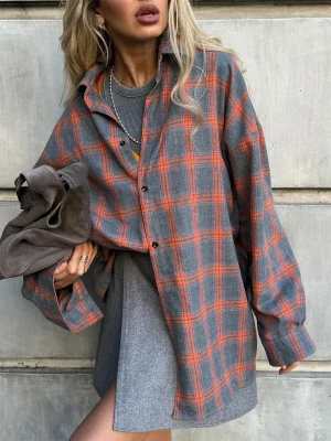 Eco-friendly Vintage Loose Plaid Women’s Shirt