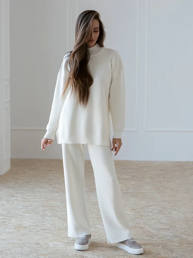 Eco-friendly Winter Knitted Sweater Pants Set - Image 3
