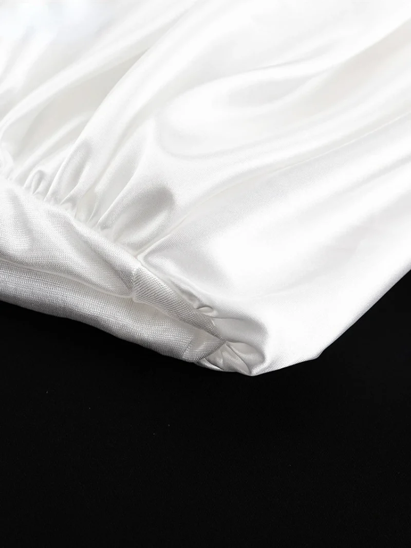 Eco-friendly Beige Satin High Waist Skirt - Image 3