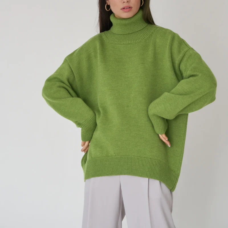 Eco-friendly Thick Warm Oversized Turtleneck Sweater - Image 4