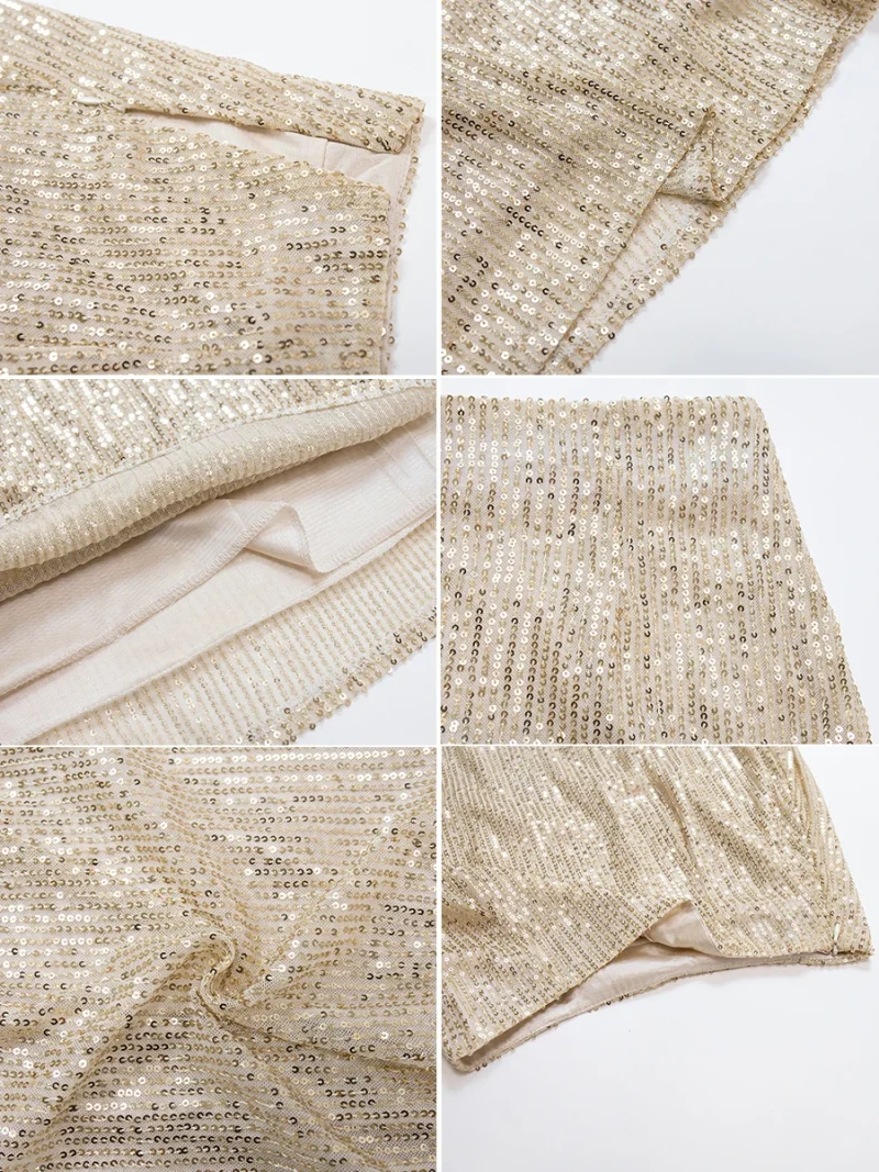 Eco-friendly Elegant Silk Sequin Dropped Waist Skirt - Image 5