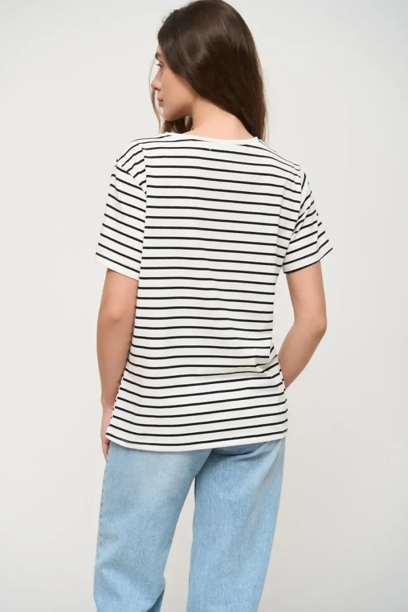 Eco-friendly Short Sleeve Striped Cotton T-Shirt - Image 6
