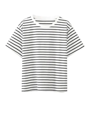 Eco-friendly Short Sleeve Striped Cotton T-Shirt