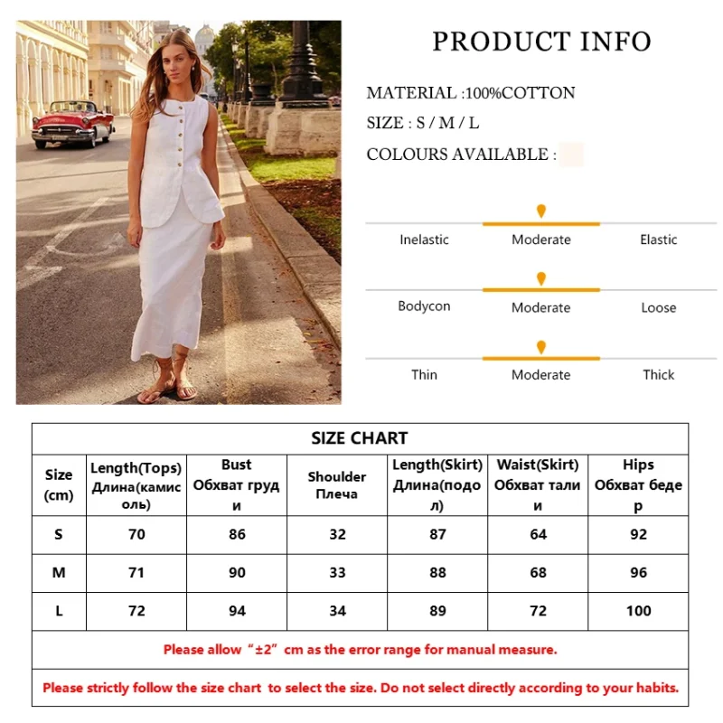 Eco-friendly White Cotton Sleeveless Skirt Set - Image 5
