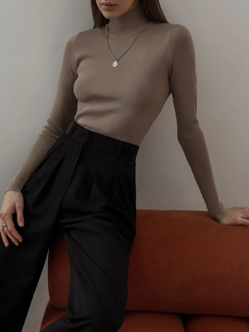 Eco-friendly Soft Slim Warm Turtleneck Sweater