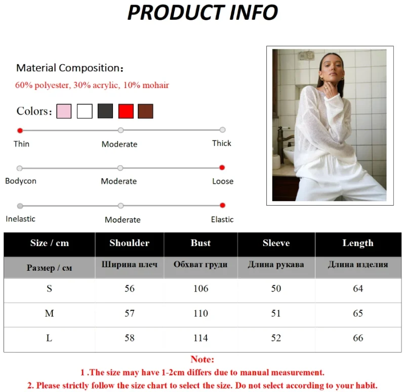 Eco-friendly Elegant Loose Casual Pink Sweater - Image 3
