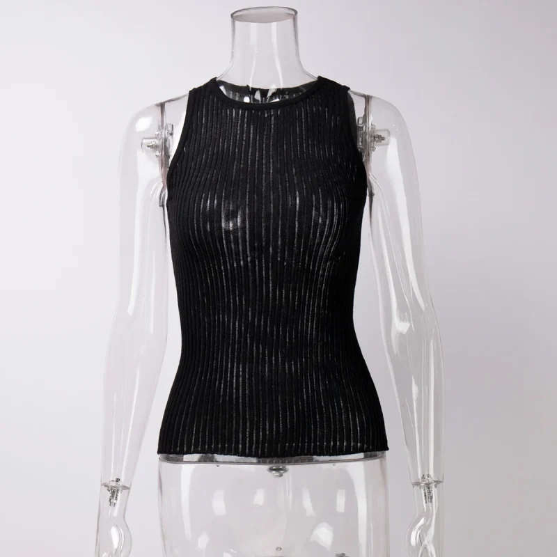 Eco-friendly White Wool See Through Tank Top - Image 4