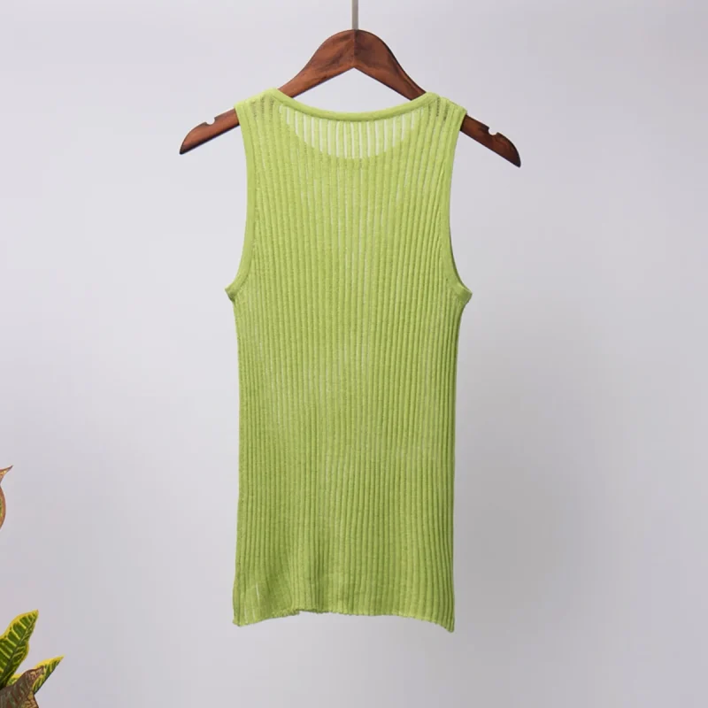 Eco-friendly White Wool See Through Tank Top - Image 7