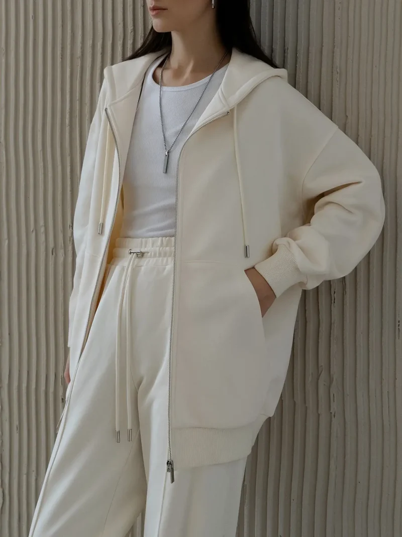 Eco-friendly Oversize Fleece Hooded Tracksuit Set - Image 3