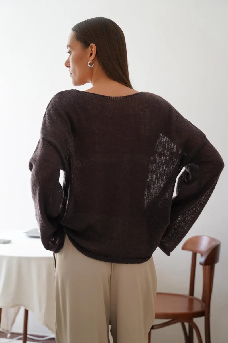 Eco-friendly Elegant Loose Casual Pink Sweater - Image 6