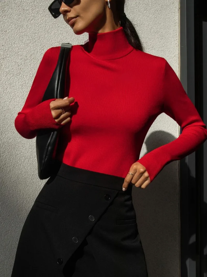 Eco-friendly Soft Slim Warm Turtleneck Sweater - Image 6