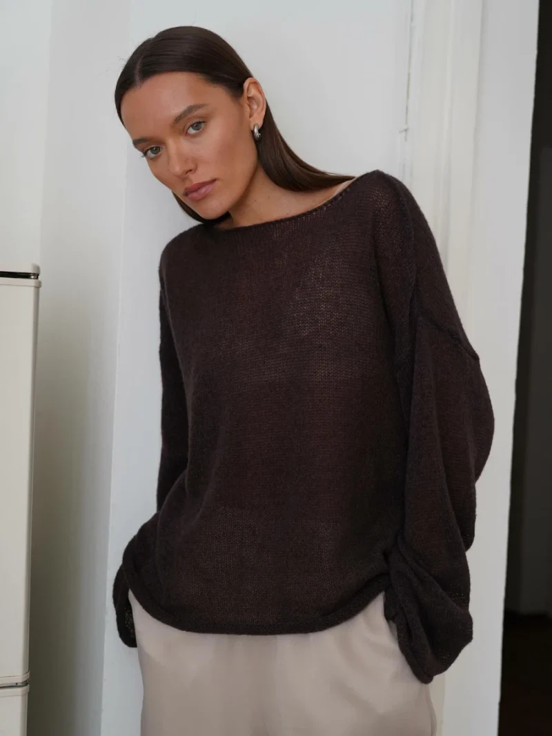 Eco-friendly Elegant Loose Casual Pink Sweater - Image 2