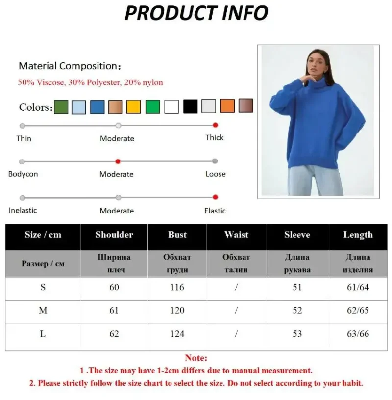 Eco-friendly Thick Warm Oversized Turtleneck Sweater - Image 3