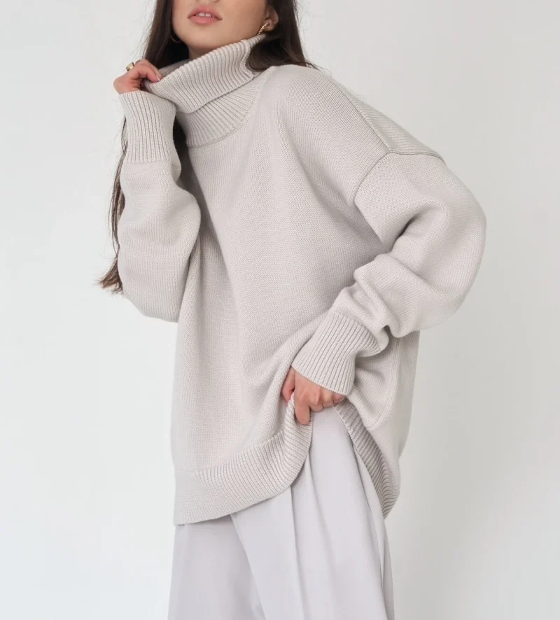 Eco-friendly Thick Warm Oversized Turtleneck Sweater - Image 7