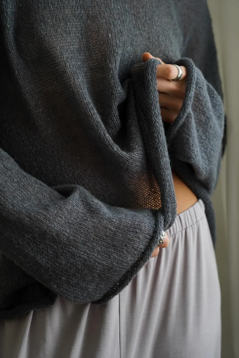 Eco-friendly Elegant Loose Casual Pink Sweater - Image 7