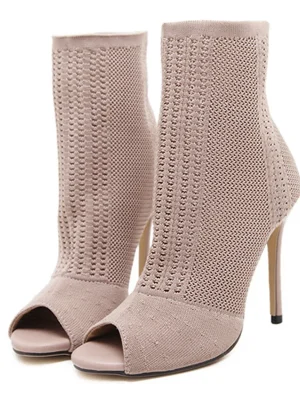 Peep Toe Knitting Ankle Boots Eco Fashion