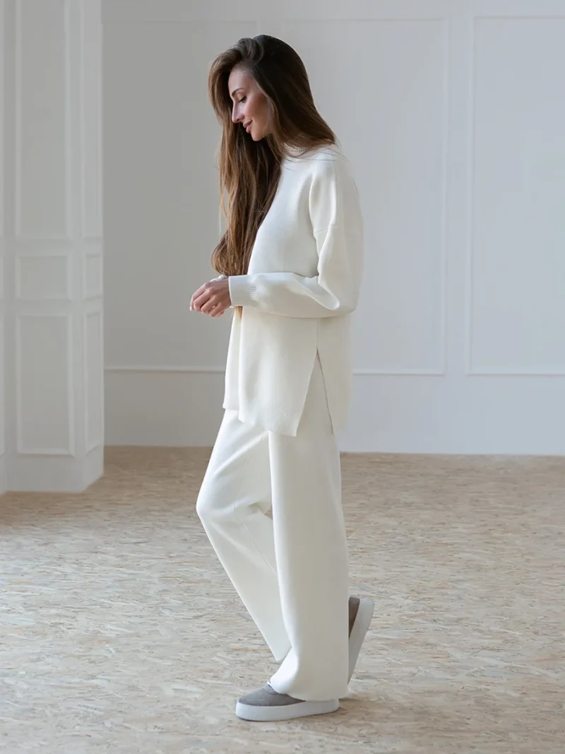 Eco-friendly Winter Knitted Sweater Pants Set - Image 4