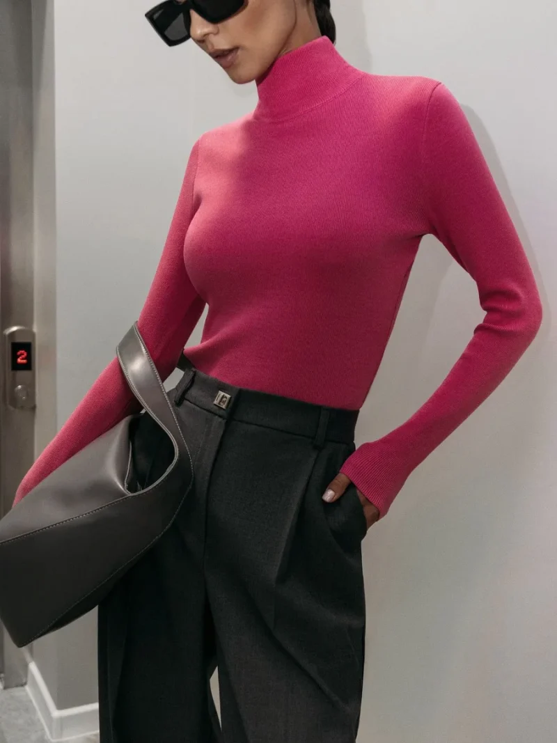 Eco-friendly Soft Slim Warm Turtleneck Sweater - Image 5