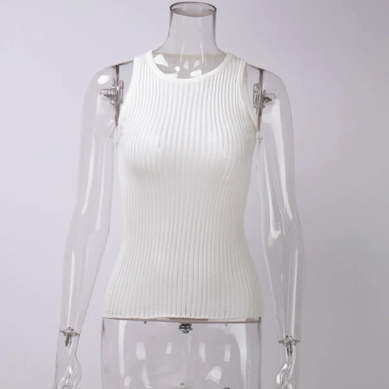 Eco-friendly White Wool See Through Tank Top - Image 3