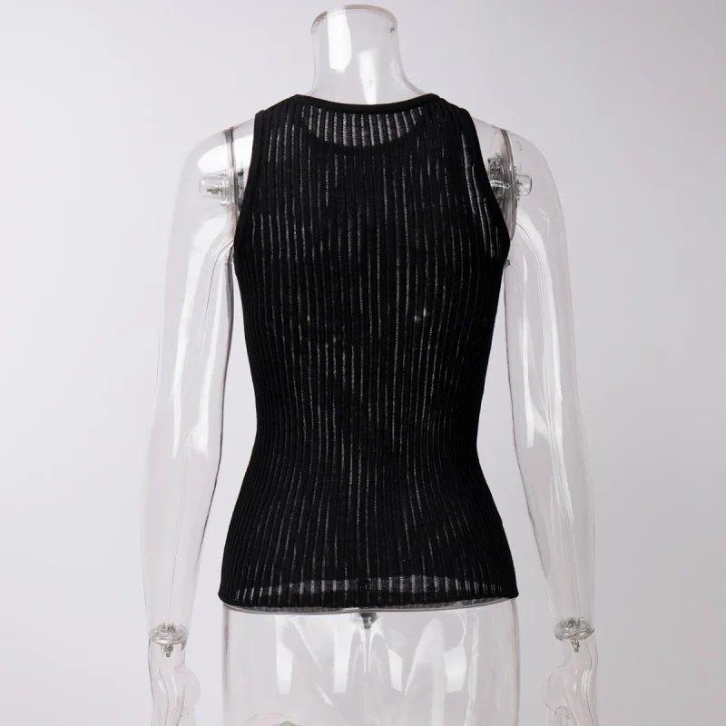 Eco-friendly White Wool See Through Tank Top - Image 5