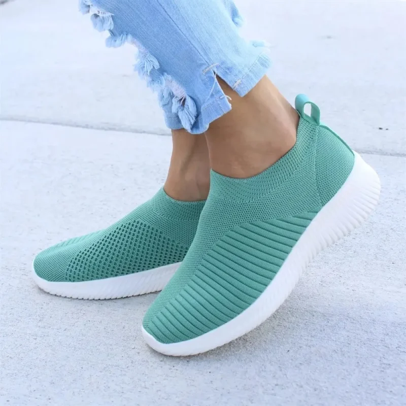 Eco-Friendly Slip-On Mesh White Sneakers - Image 4