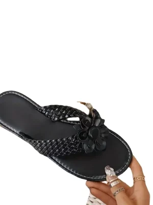 Boho Style Flower Flat Flip Flops Women’s Sandals