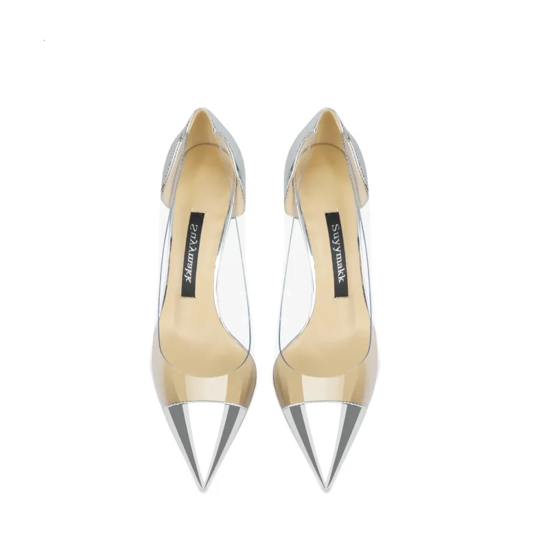 Eco-friendly Transparent Leather Silver High Heel - Image 5