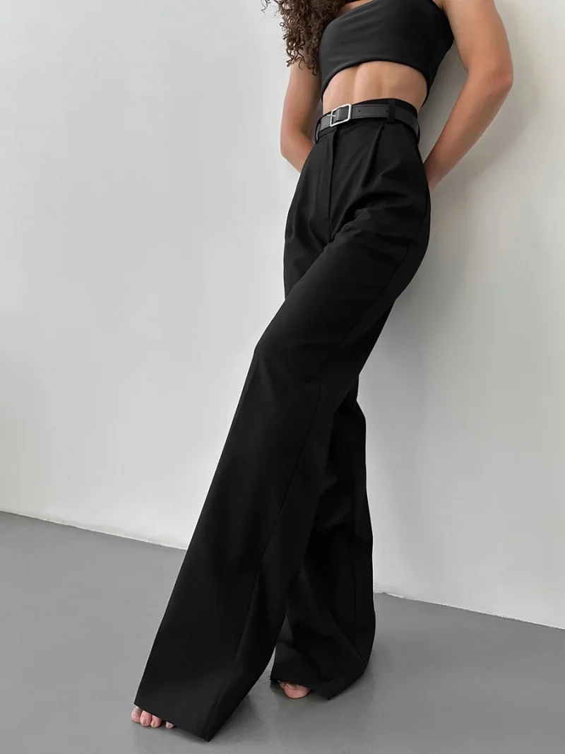 Eco-friendly High Waist Pleated Wide-Leg Pants - Image 4